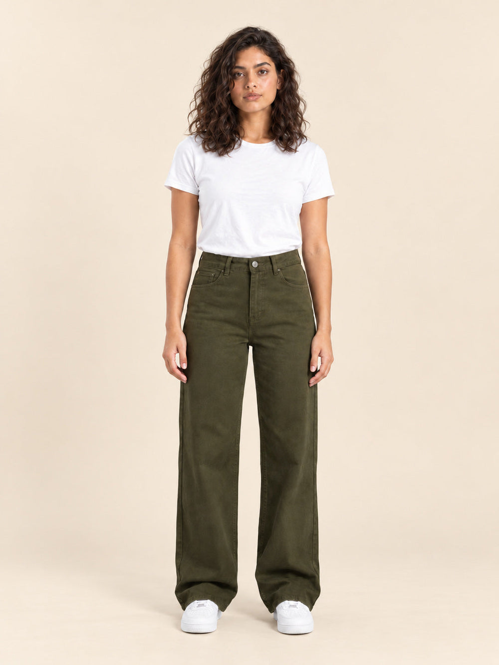 Olive Wide-Leg Jeans