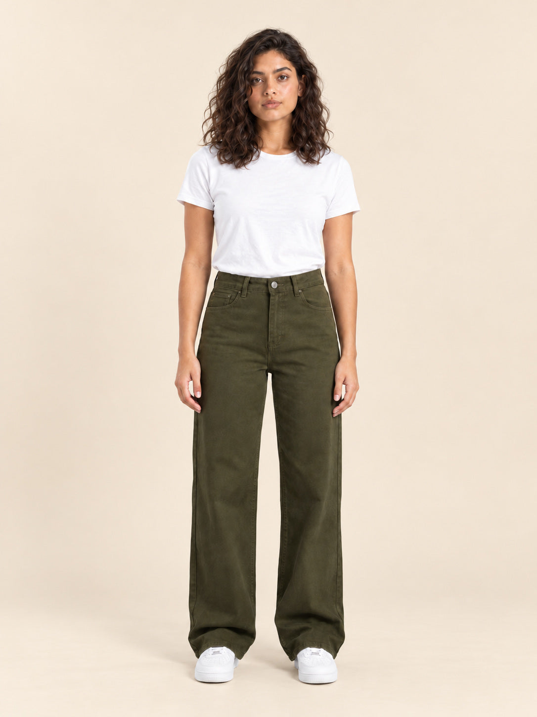 Olive Wide-Leg Jeans