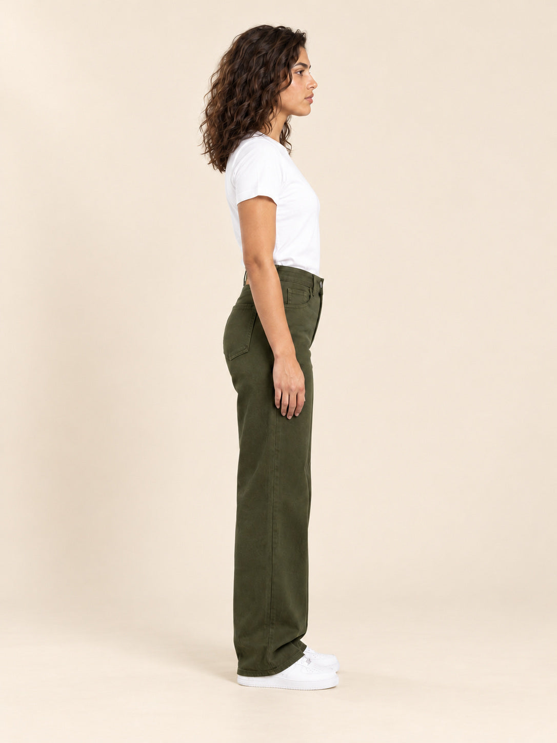 Olive Wide-Leg Jeans