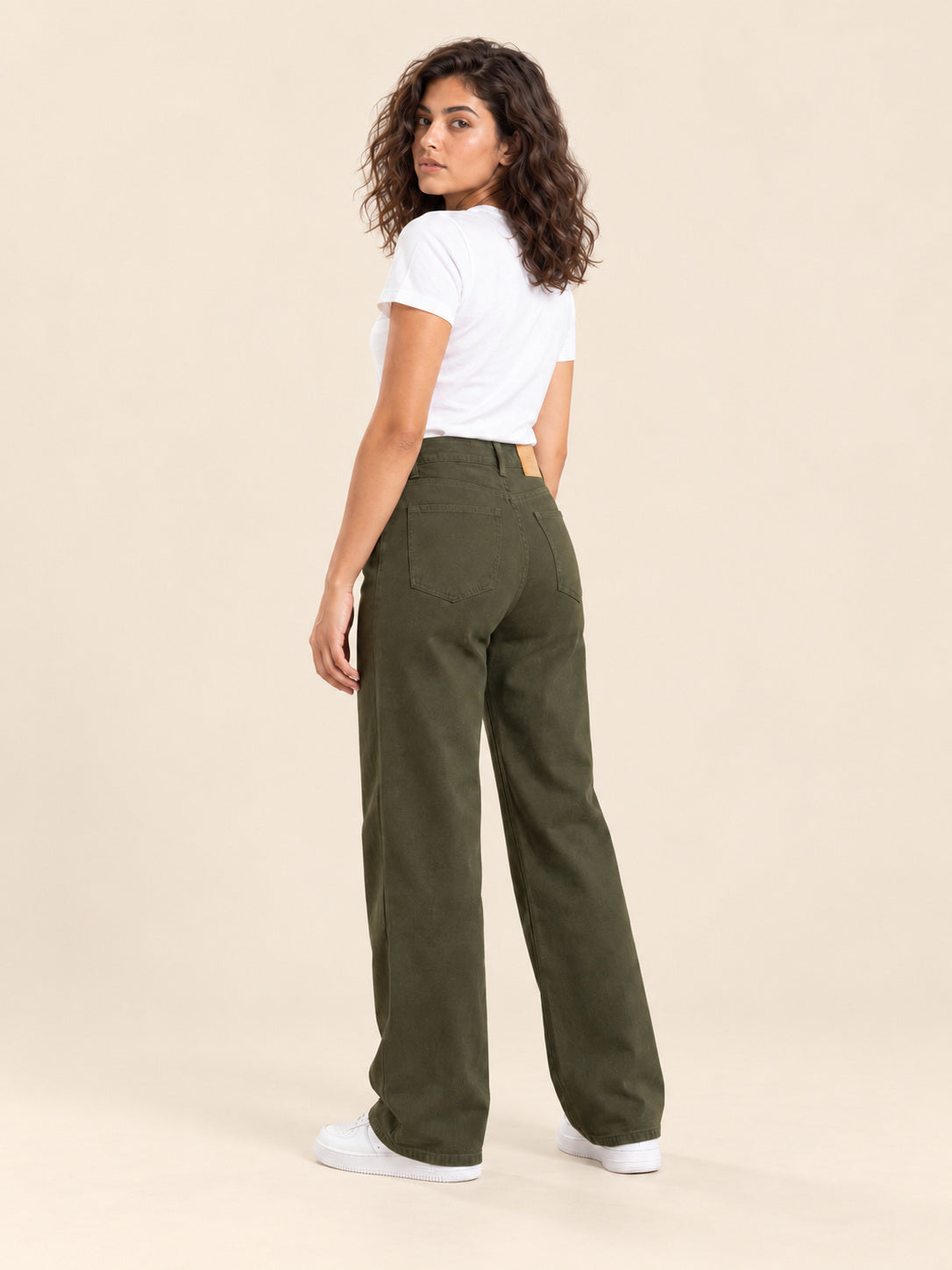 Olive Wide-Leg Jeans