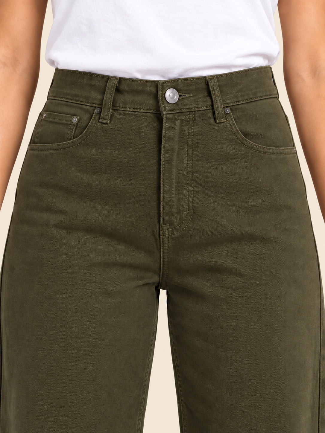 Olive Wide-Leg Jeans