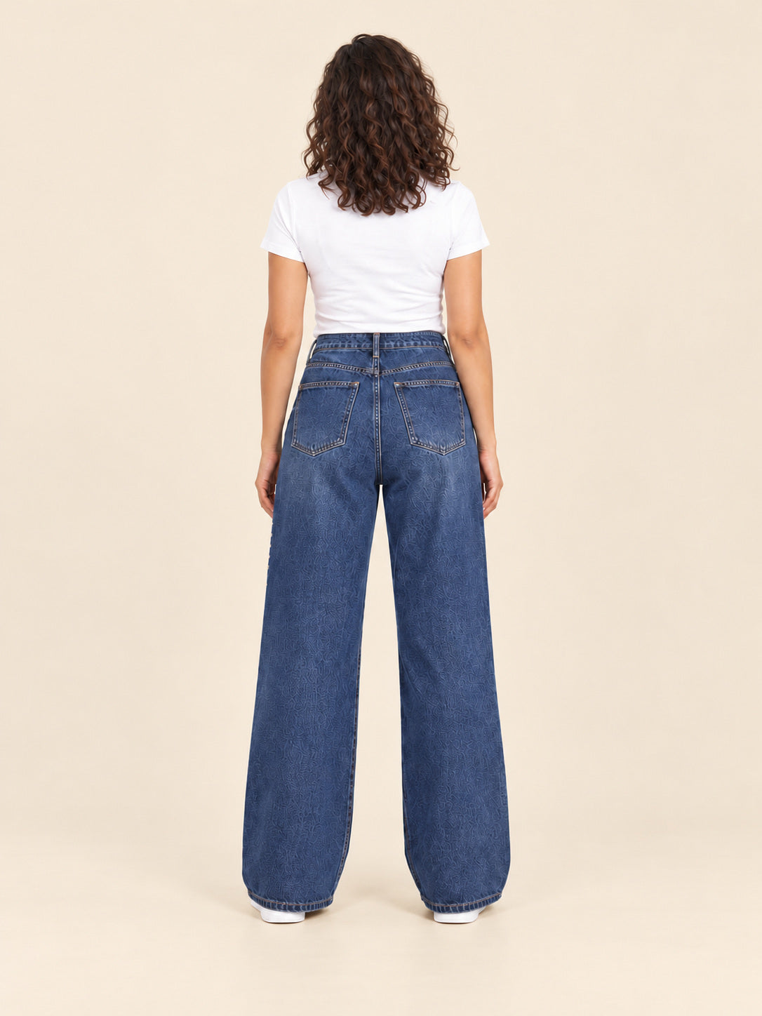 Studded Wide-Leg Jeans — Blue
