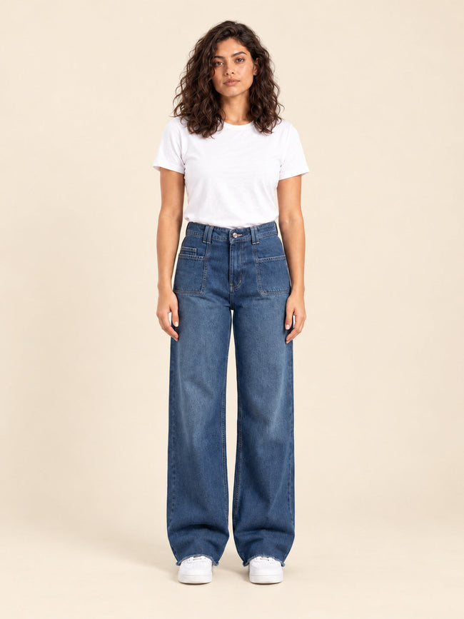 Wide-Leg Jeans — Dirty Blue