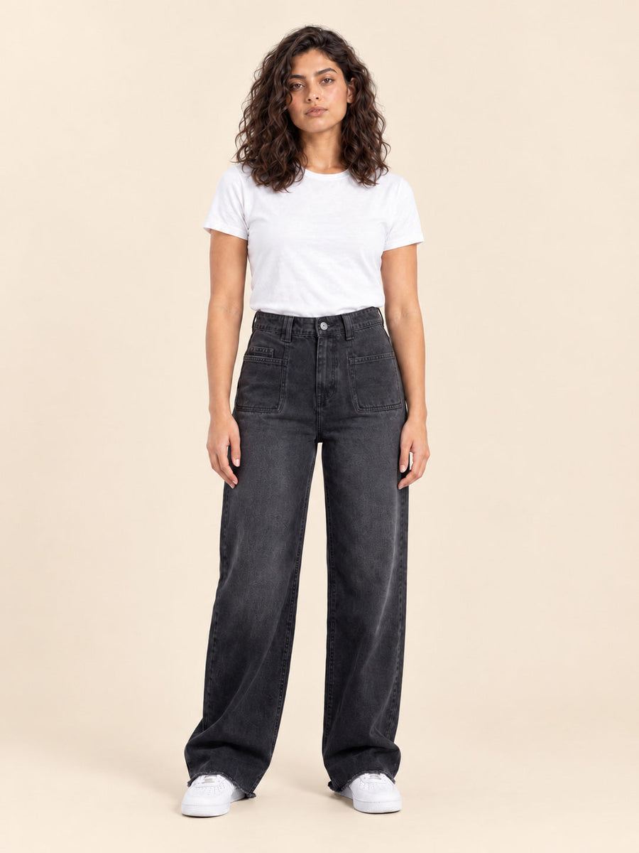 Wide-Leg Jeans — Dirty Grey