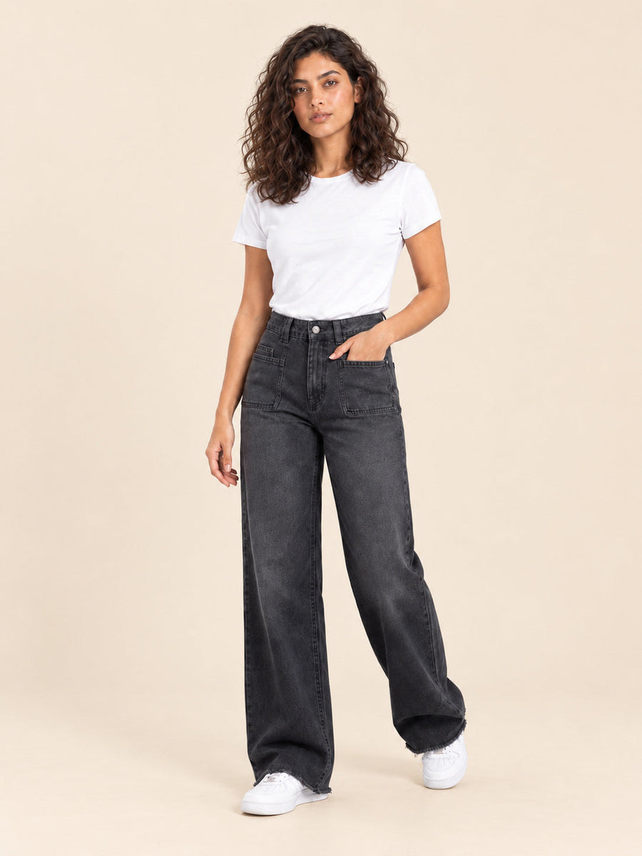Wide-Leg Jeans — Dirty Grey